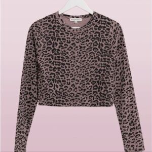 **Dusty Lav Leopard Cropped Cardigan Sz Md Teacher Librarian College Casual